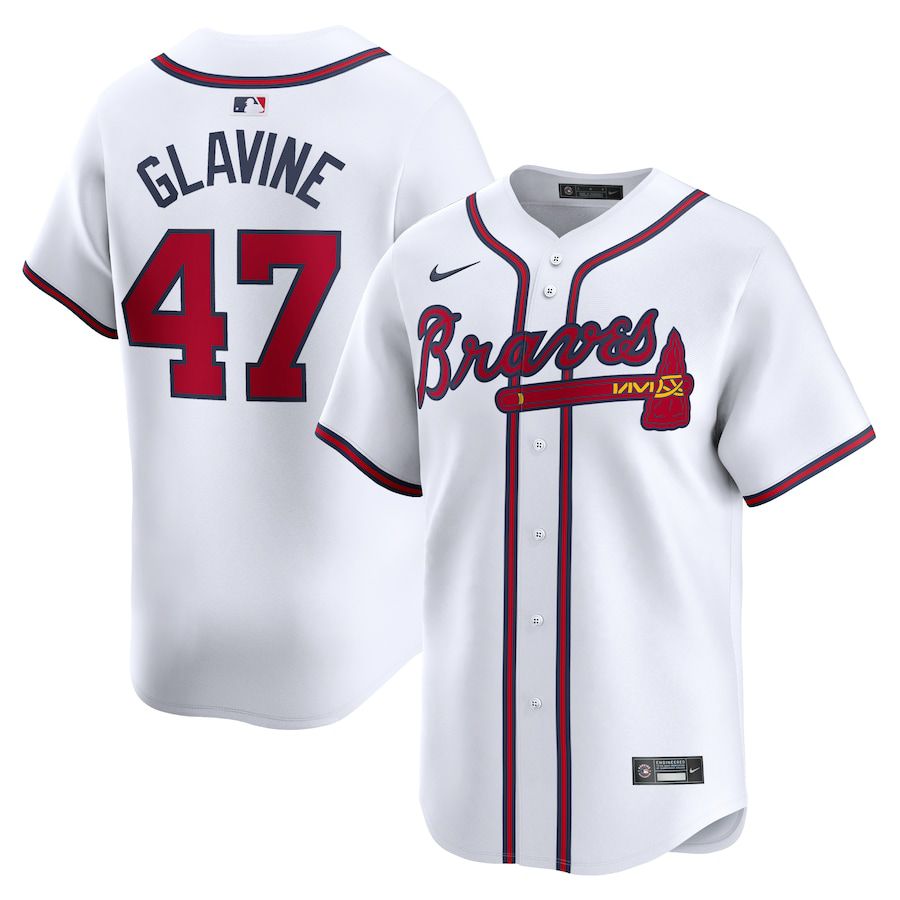 Men Atlanta Braves 47 Tom Glavine Nike White Home Limited Player MLB Jersey